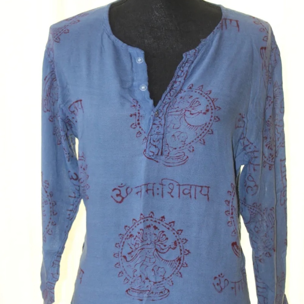 Yak N Yeti Meditation Prayer Print Tunic Top, Size S-M